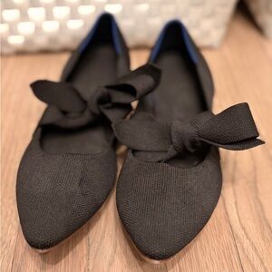 Rothy's Black Flats with Bow Accent